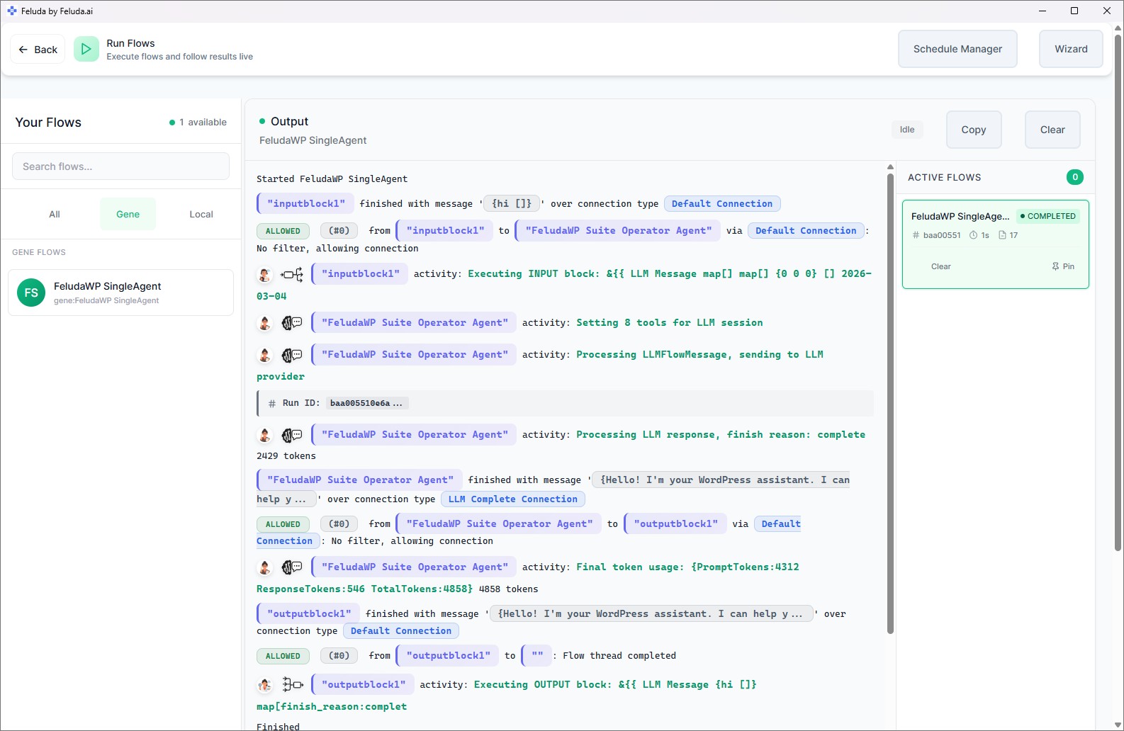 Feluda RunFlows — execute local AI workflows and see results in real time