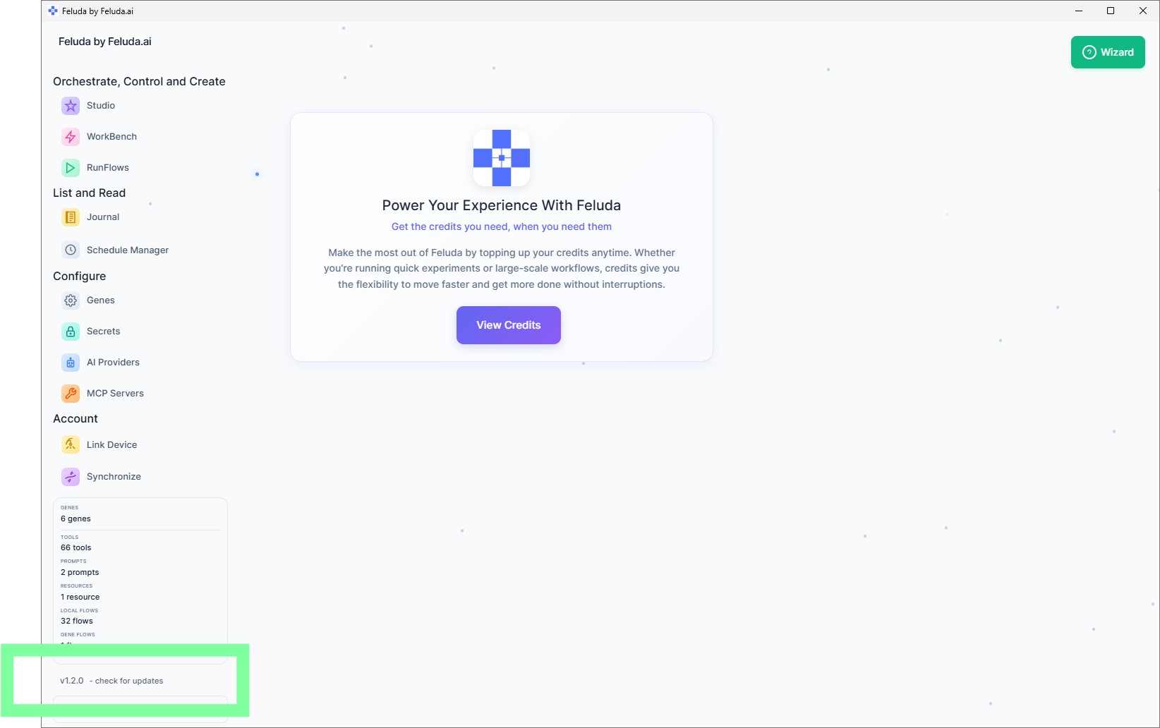 Feluda version number and check-for-updates link in the sidebar