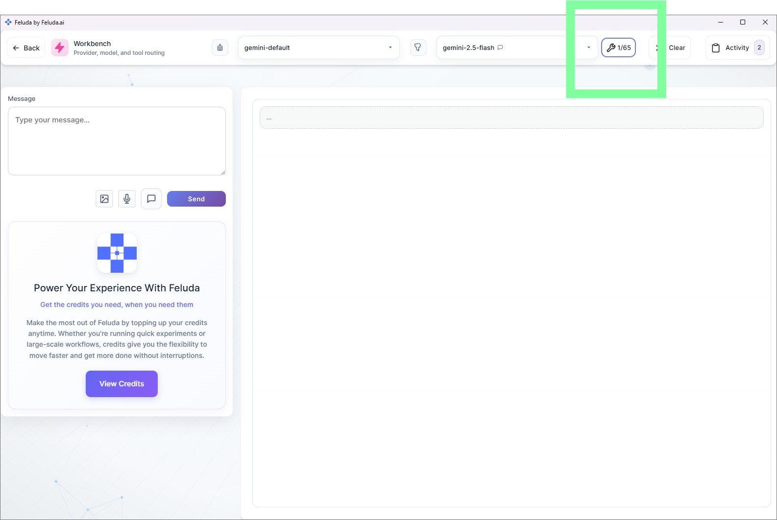Workbench tools button in the header bar