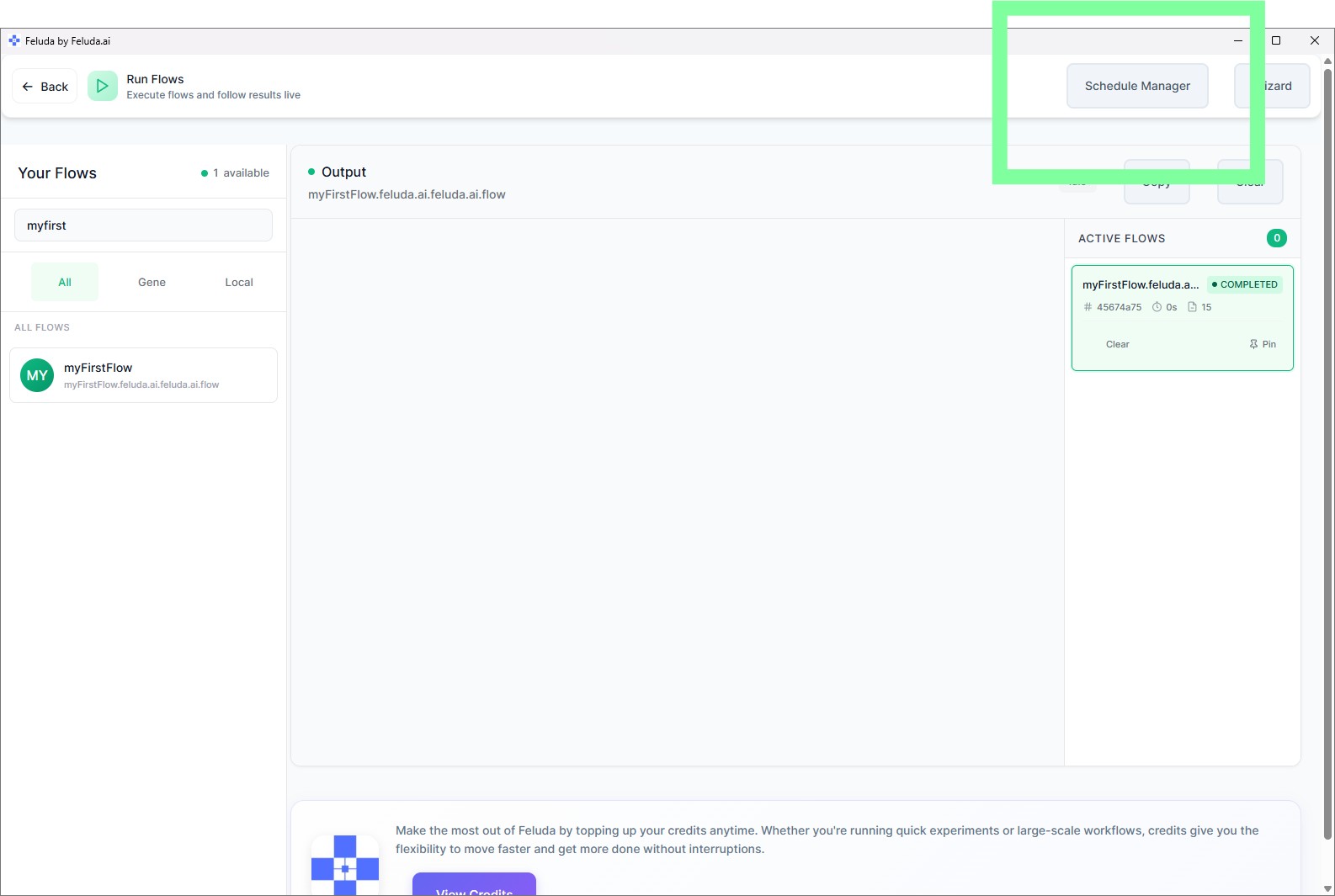 Schedule Manager button in RunFlows header
