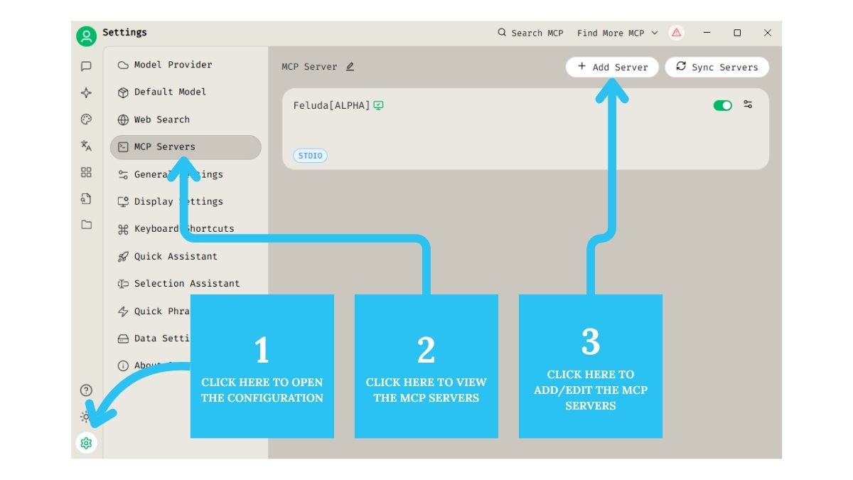 Cherry Studio MCP Servers page showing Add Local